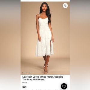 Loveliest Looks White Floral Jacquard
Tie-Strap Midi Dress - Lulus